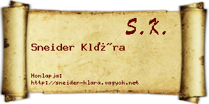 Sneider Klára névjegykártya